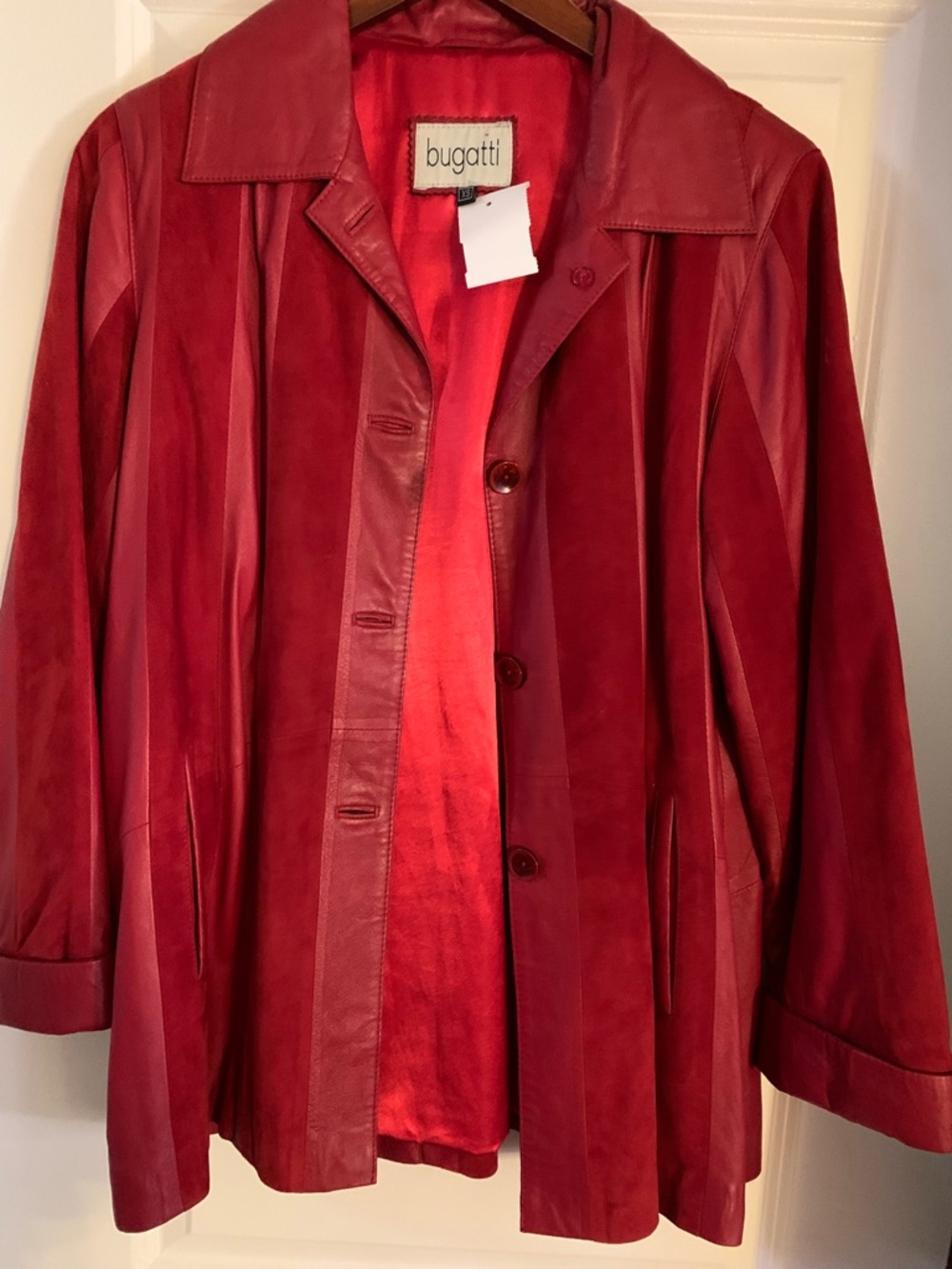 Bugatti Women's Red Leather & Suede Panel Jacket